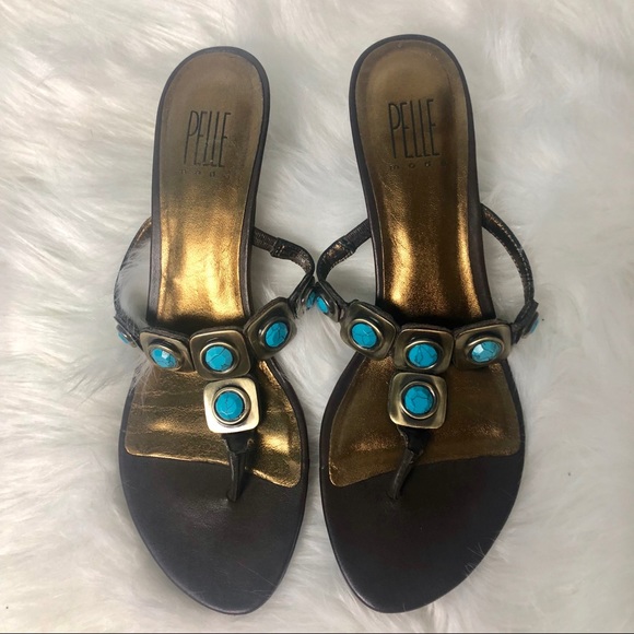 Pelle Moda Shoes - Pelle Moda Chocolate Brown with Turquoise Sandals